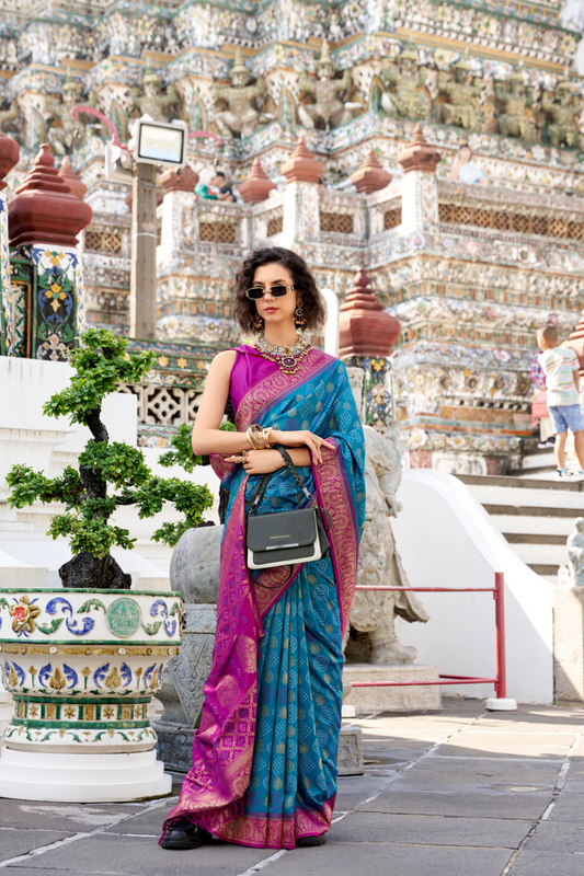 Soft Banarasi Bandhani Silk Saree with Traditional Weaving - LaVante Fashion