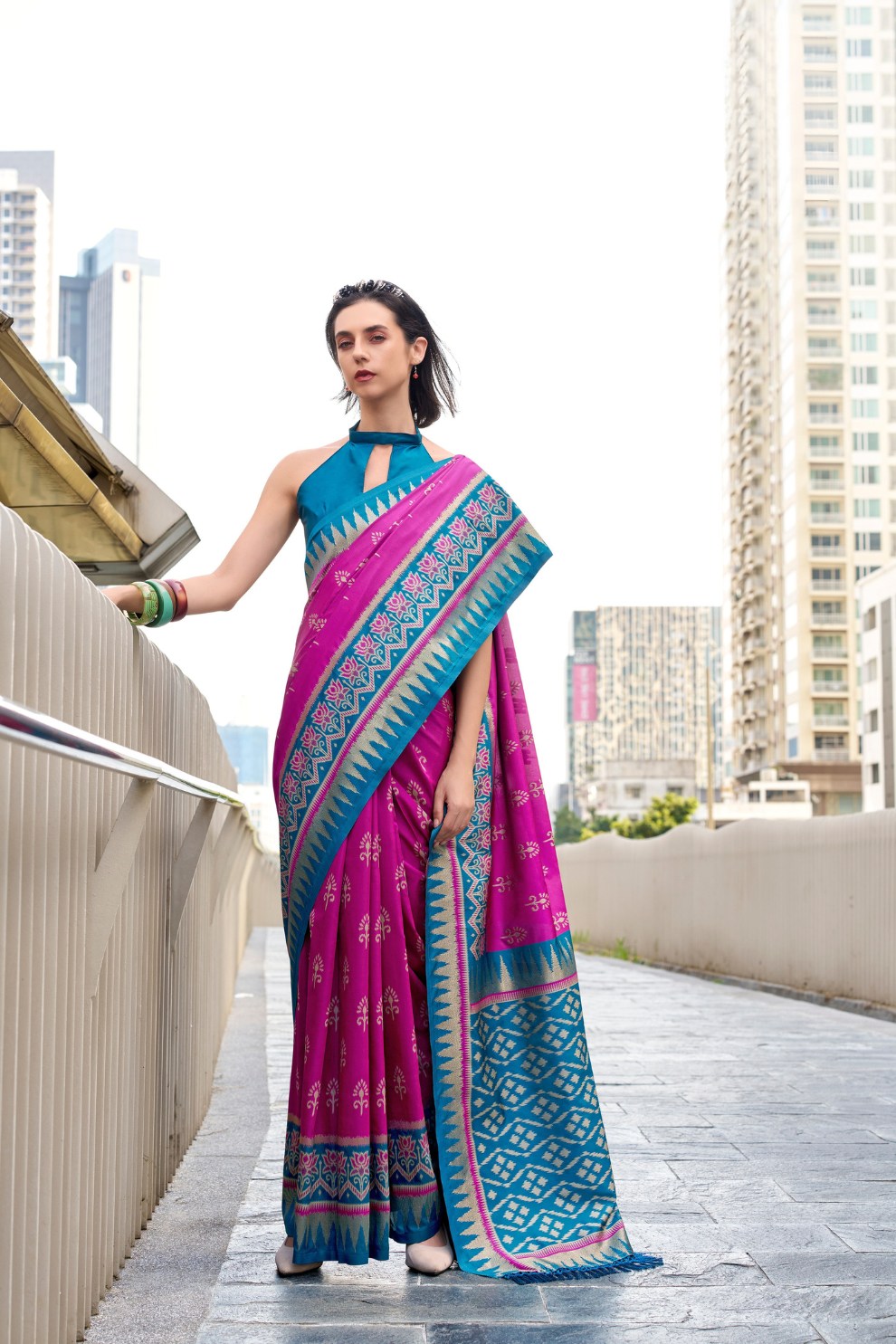 Soft Banarasi Silk Saree with Traditional Ikkat Weaving - LaVante Fashion