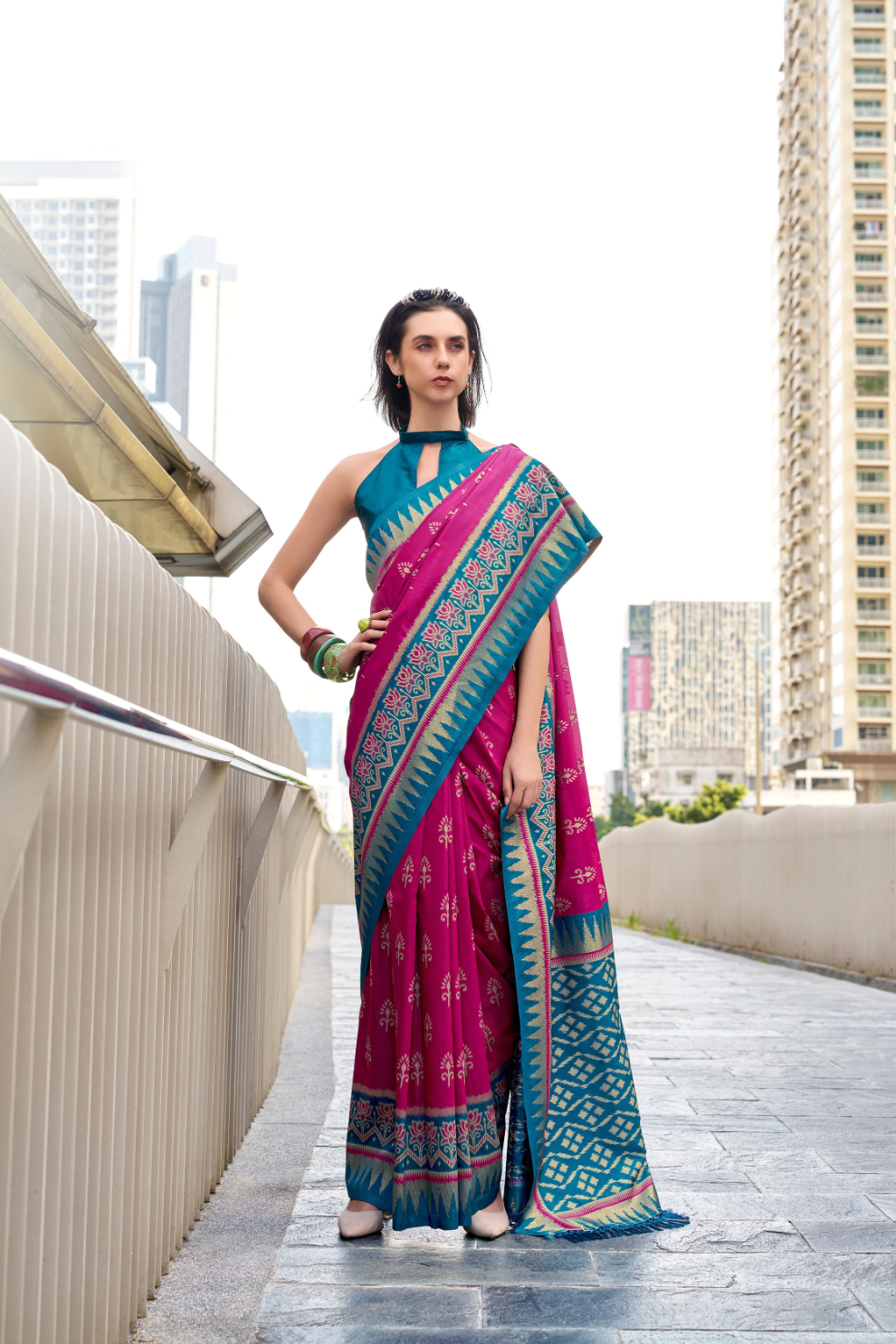 Soft Banarasi Silk Saree with Traditional Ikkat Weaving - LaVante Fashion