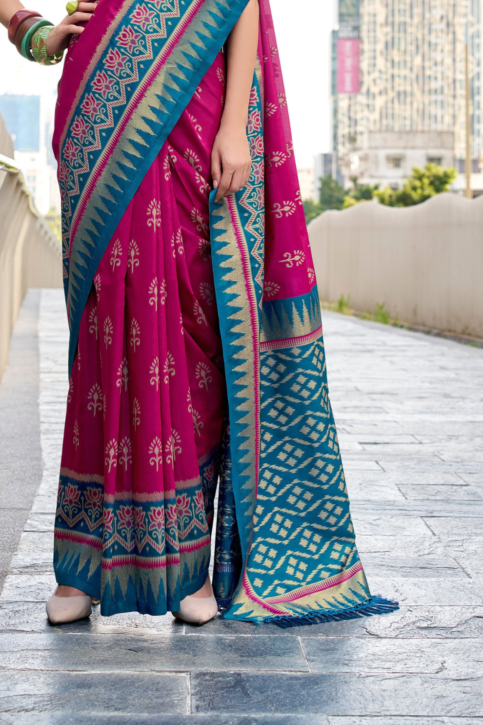 Soft Banarasi Silk Saree with Traditional Ikkat Weaving - LaVante Fashion