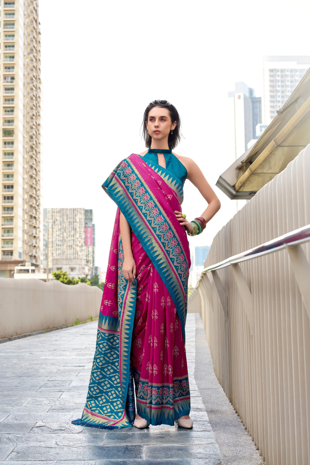 Soft Banarasi Silk Saree with Traditional Ikkat Weaving - LaVante Fashion