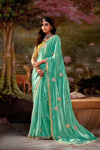 Dolla Silk Embroidered Wedding Saree with Contrast Blouse Design