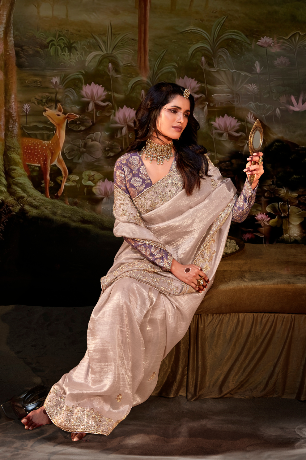 Dolla Silk Embroidered Wedding Saree with Contrast Blouse Design