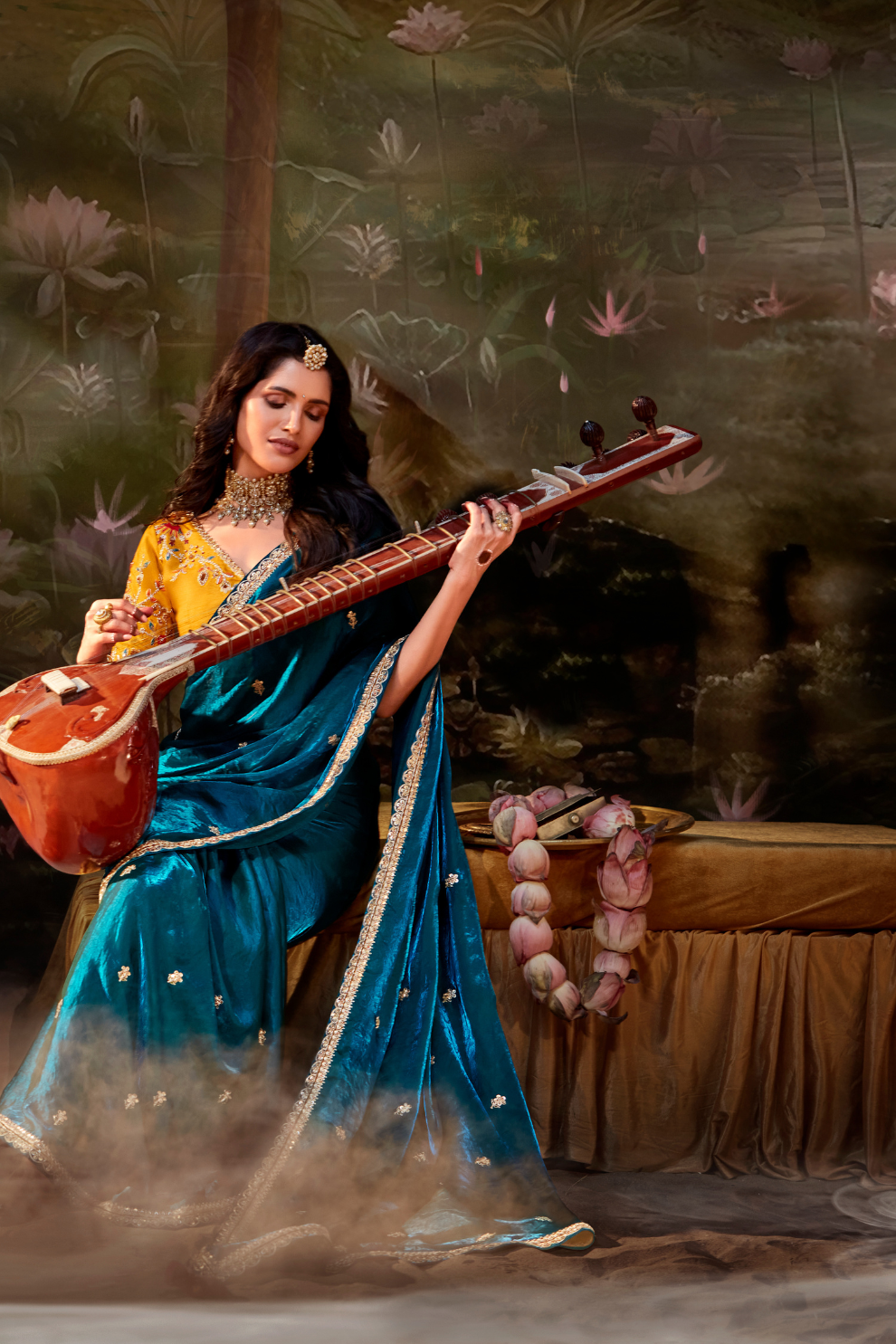 Dolla Silk Embroidered Wedding Saree with Contrast Blouse Design