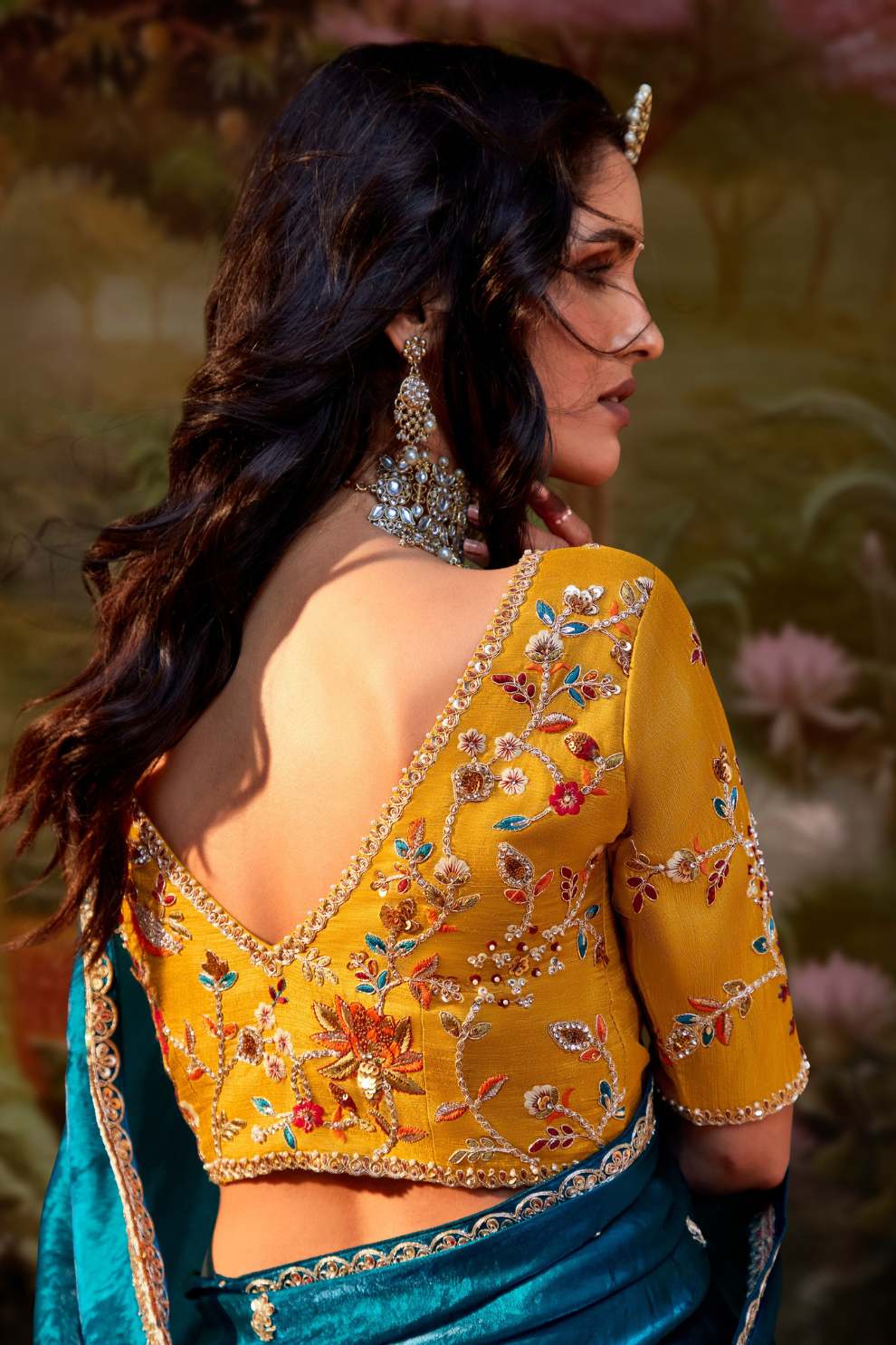 Dolla Silk Embroidered Wedding Saree with Contrast Blouse Design