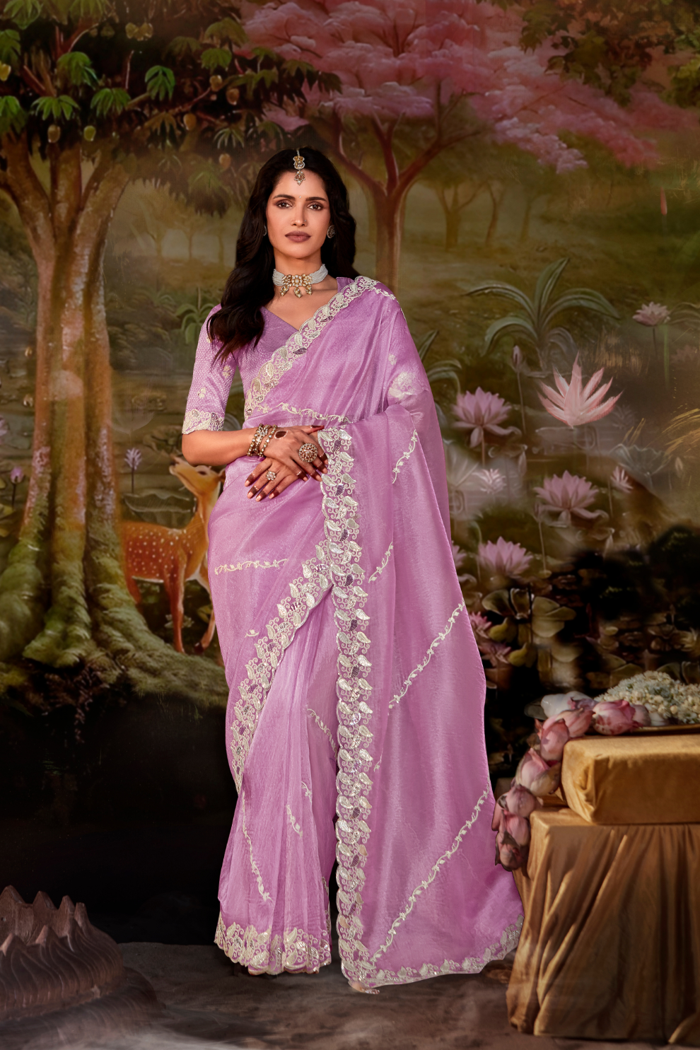 Dolla Silk Embroidered Wedding Saree with Contrast Blouse Design