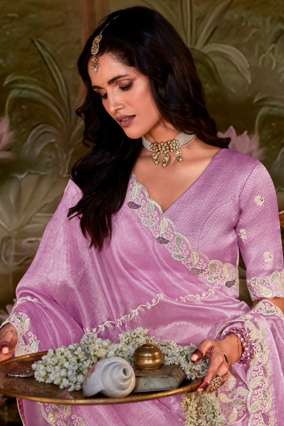 Dolla Silk Embroidered Wedding Saree with Contrast Blouse Design