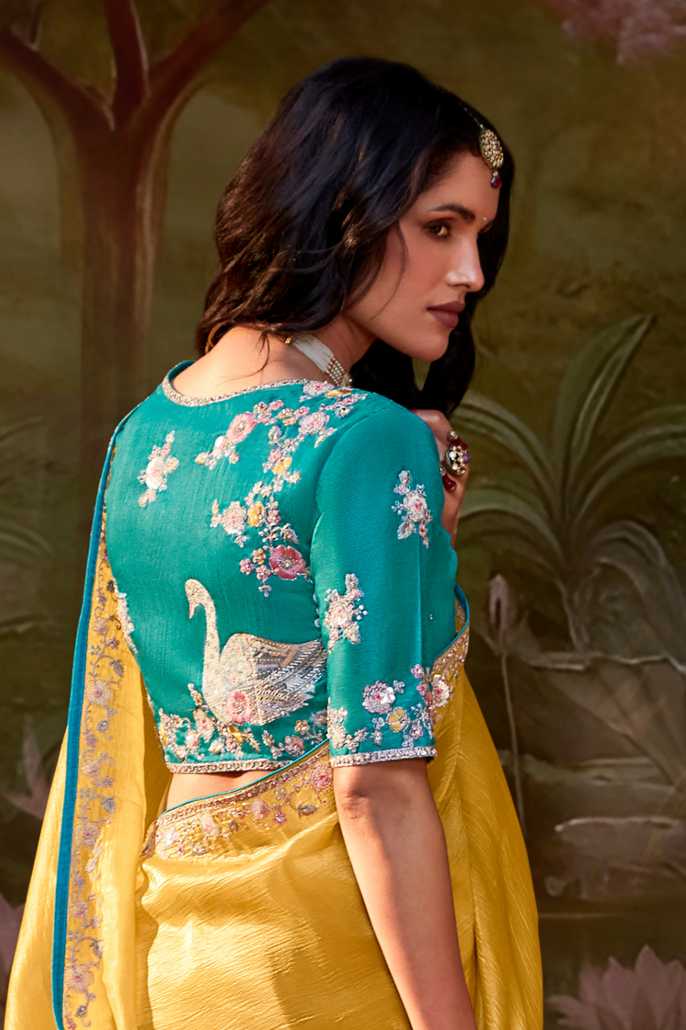 Dolla Silk Embroidered Wedding Saree with Contrast Blouse Design