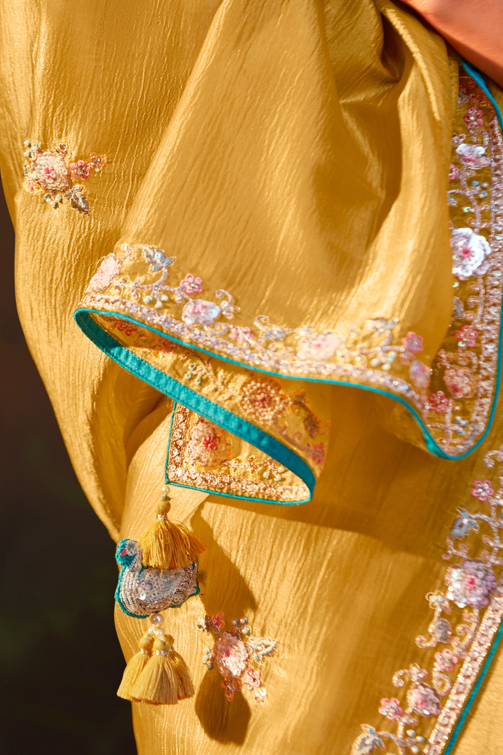 Dolla Silk Embroidered Wedding Saree with Contrast Blouse Design