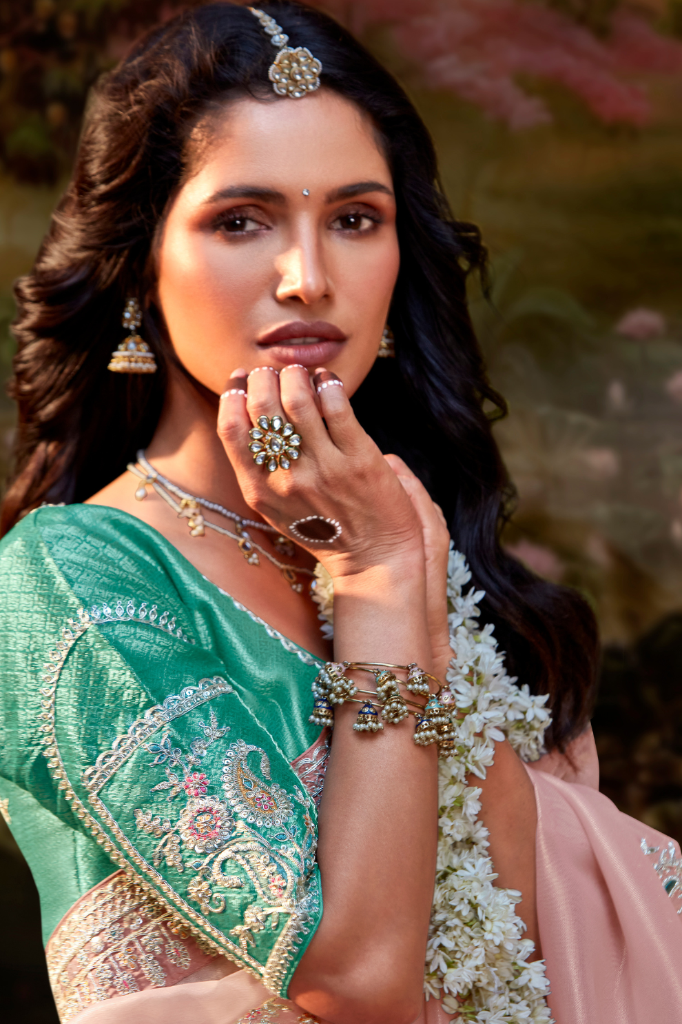 Dolla Silk Embroidered Wedding Saree with Contrast Blouse Design