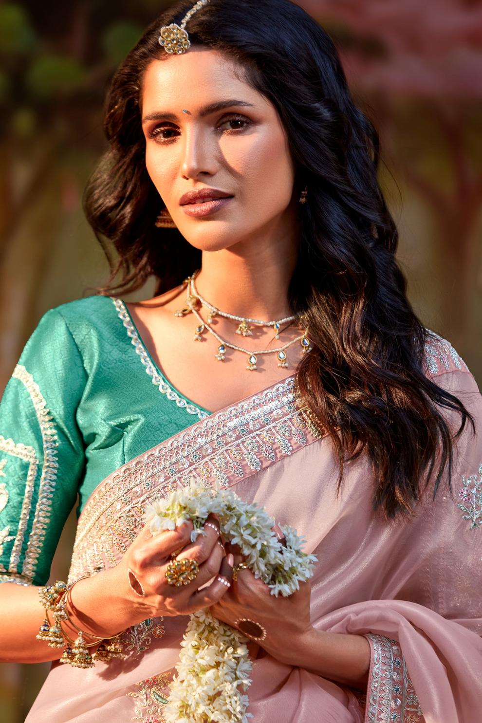 Dolla Silk Embroidered Wedding Saree with Contrast Blouse Design