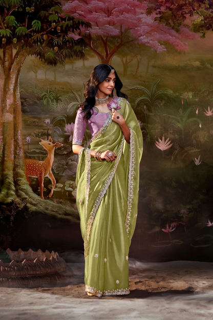 Dolla Silk Embroidered Wedding Saree with Contrast Blouse Design