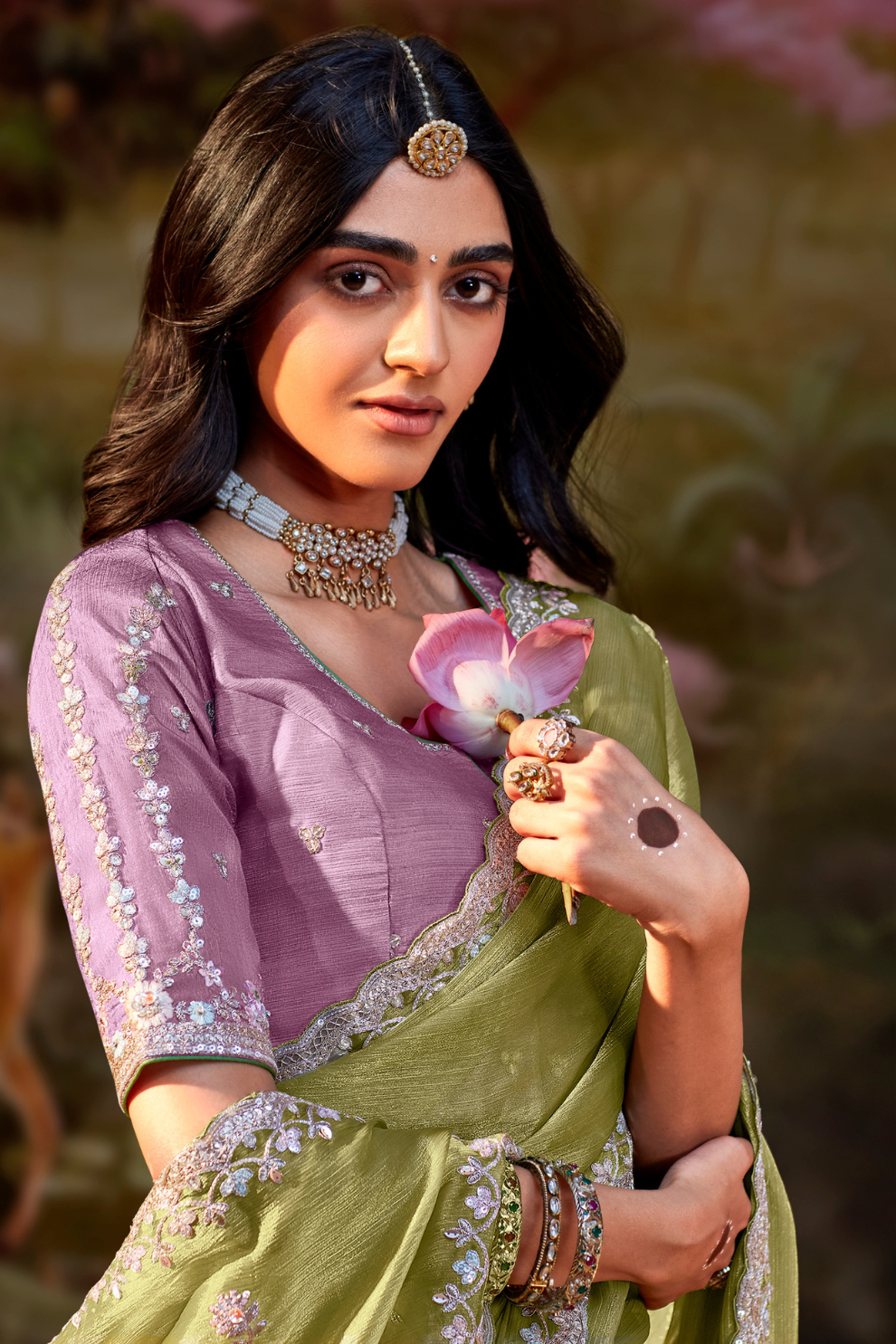 Dolla Silk Embroidered Wedding Saree with Contrast Blouse Design