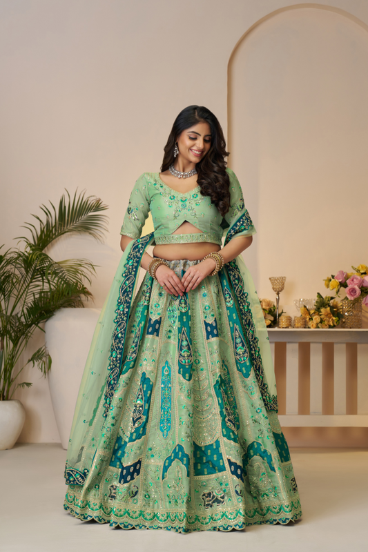 Peacock Embroidered Bridal Lehenga – A Signature Piece from The Rajsi Haathi Collection