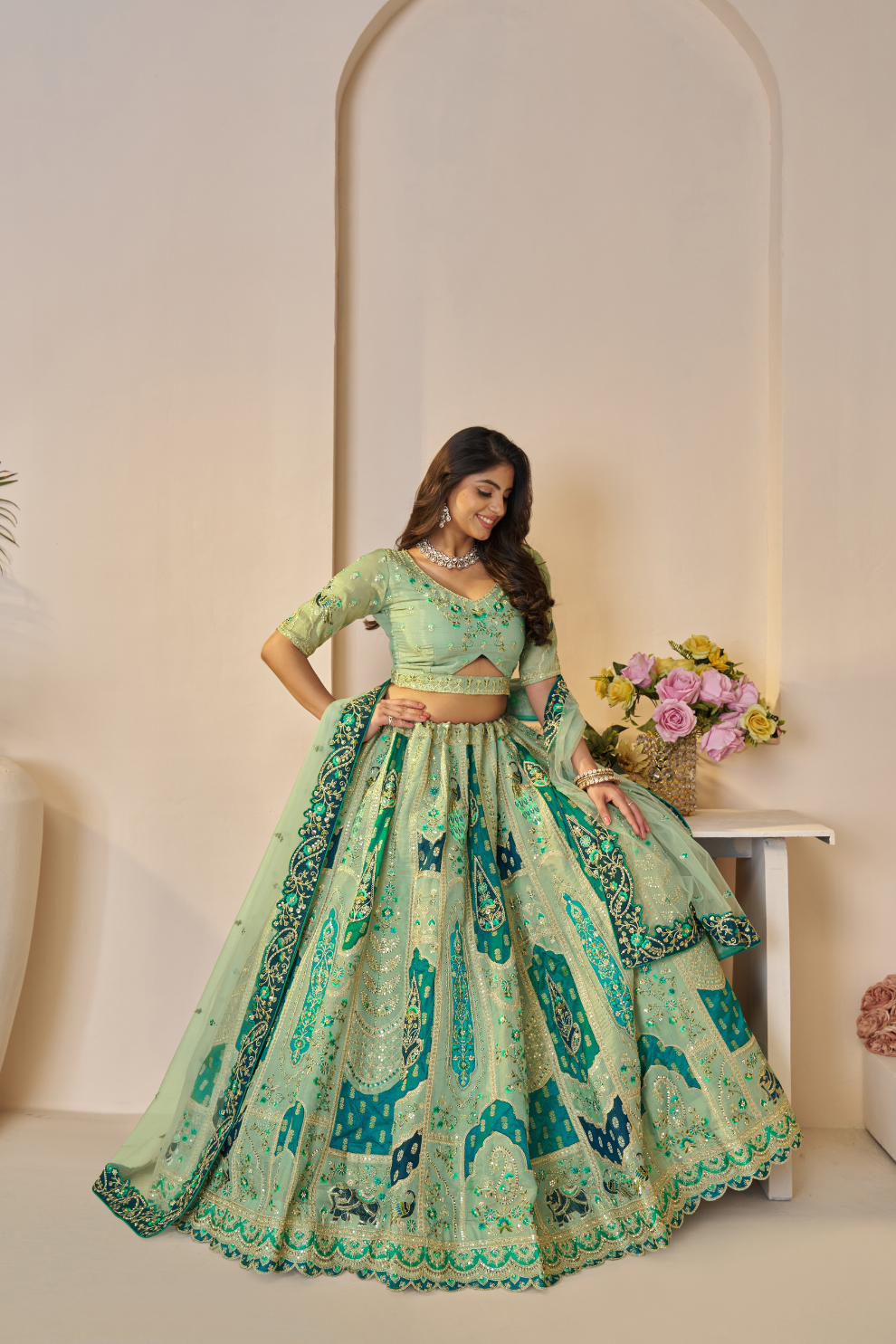 Peacock Embroidered Bridal Lehenga – A Signature Piece from The Rajsi Haathi Collection