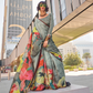 Stylish Swiss Satin Saree with Premium Digital Artwork Prints