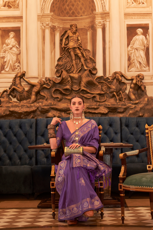 Woven Tussar Silk Saree with Elegant Sequins Work