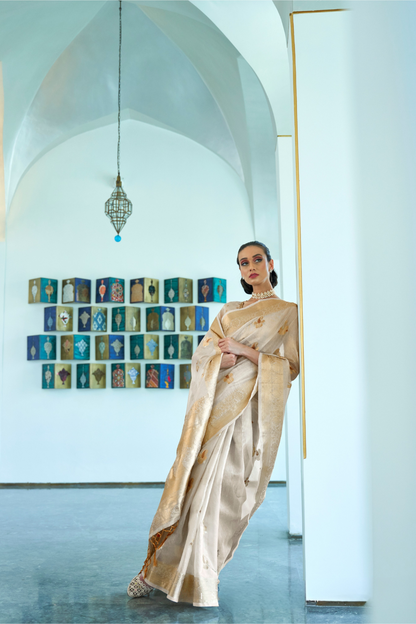 Tissue Finish Silk Saree with Blouse for Special Events