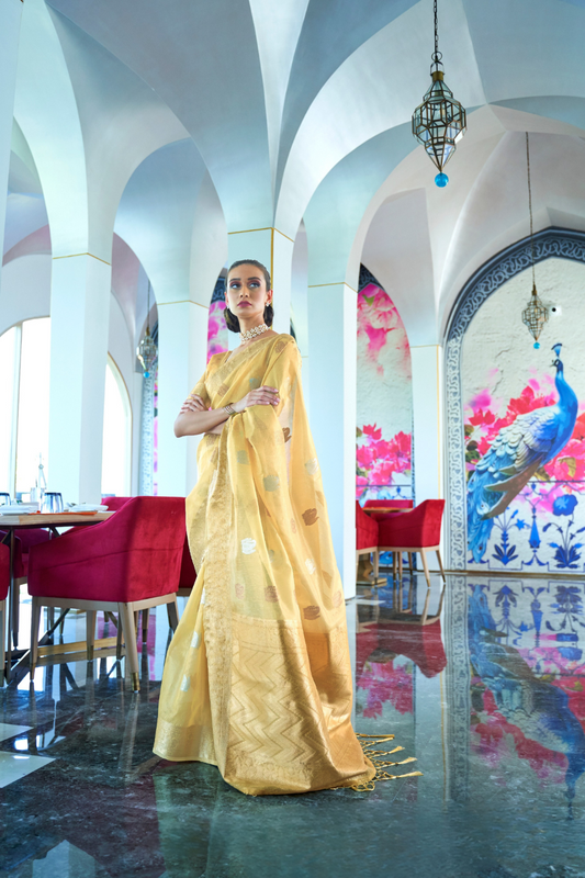 Tissue Finish Silk Saree with Blouse for Special Events