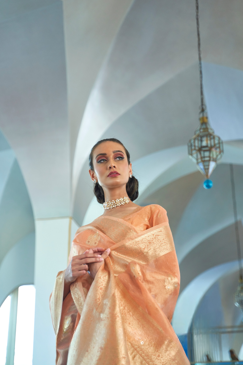 Tissue Finish Silk Saree with Blouse for Special Events