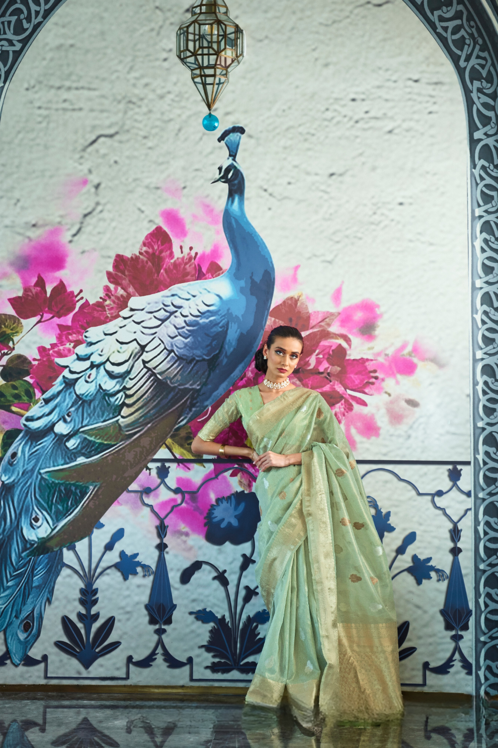 Tissue Finish Silk Saree with Blouse for Special Events