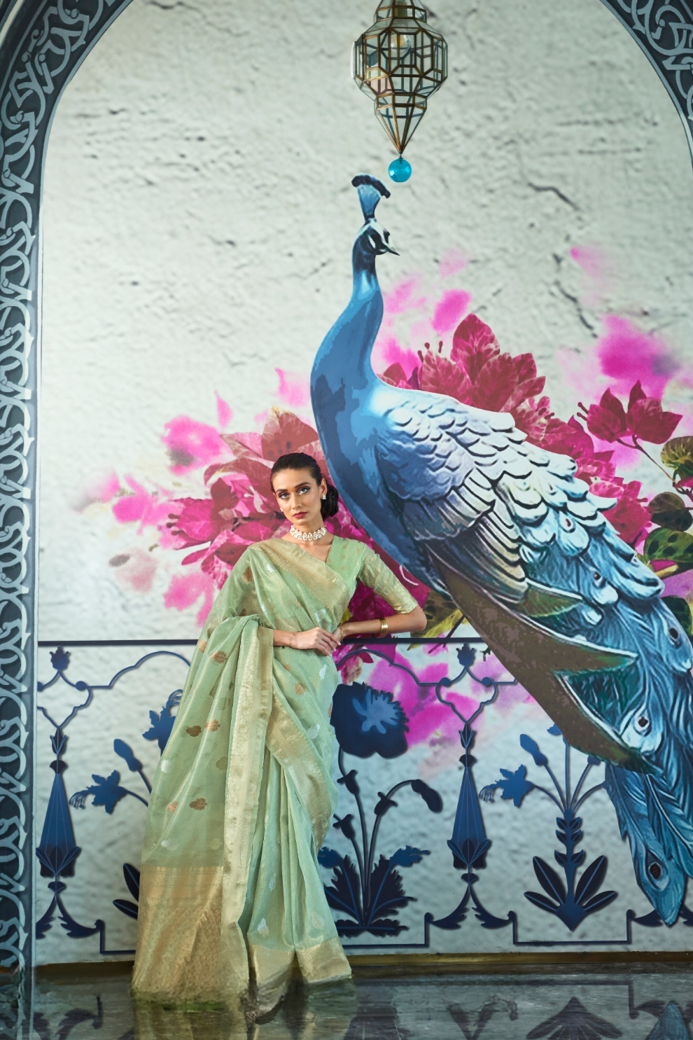 Tissue Finish Silk Saree with Blouse for Special Events