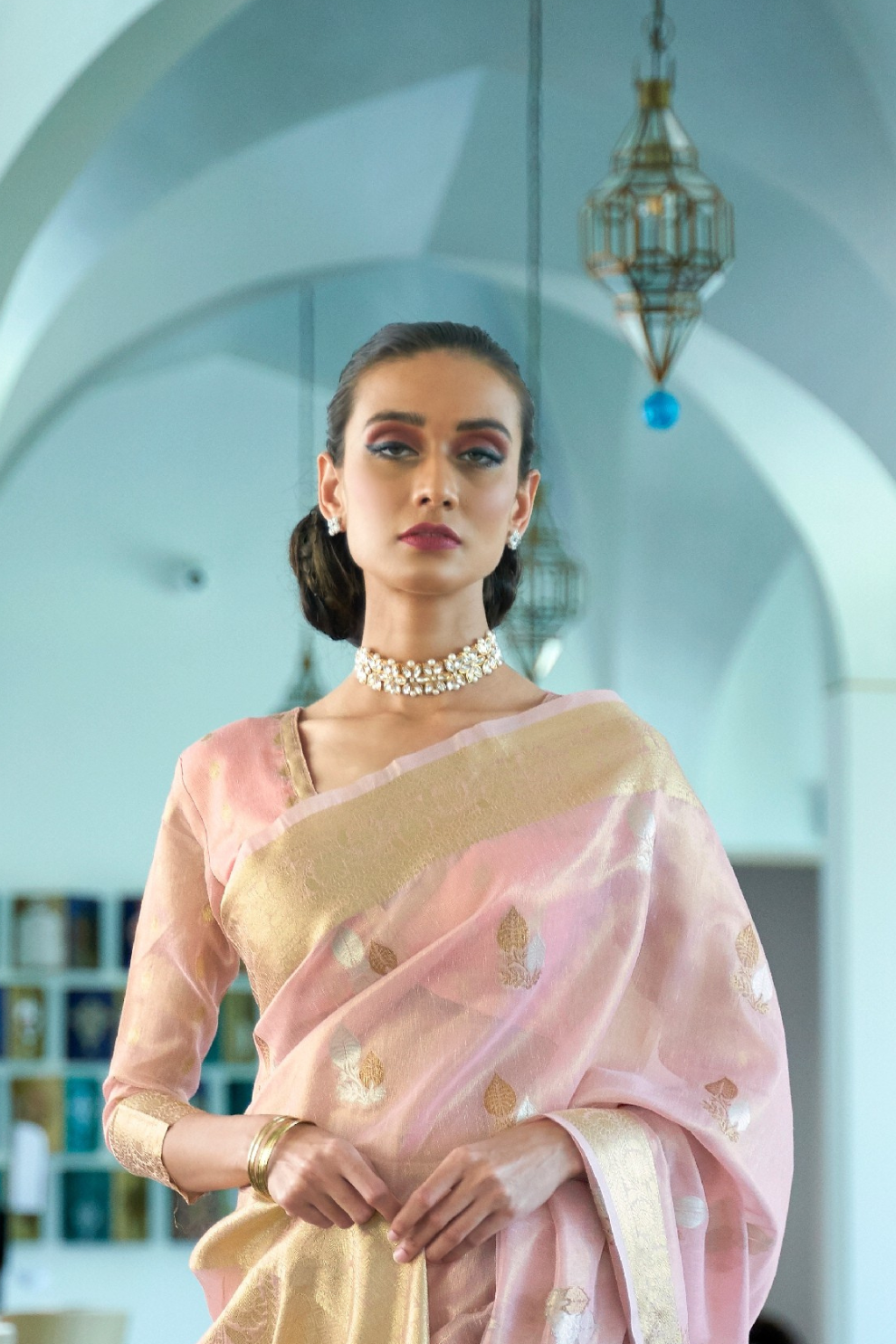 Tissue Finish Silk Saree with Blouse for Special Events