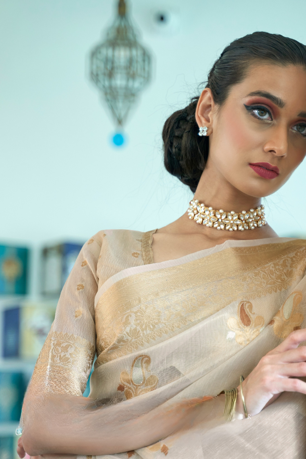 Tissue Finish Silk Saree with Blouse for Special Events