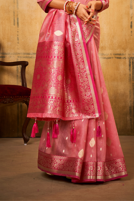 Tissue Silk Saree with Striking Contrast Border