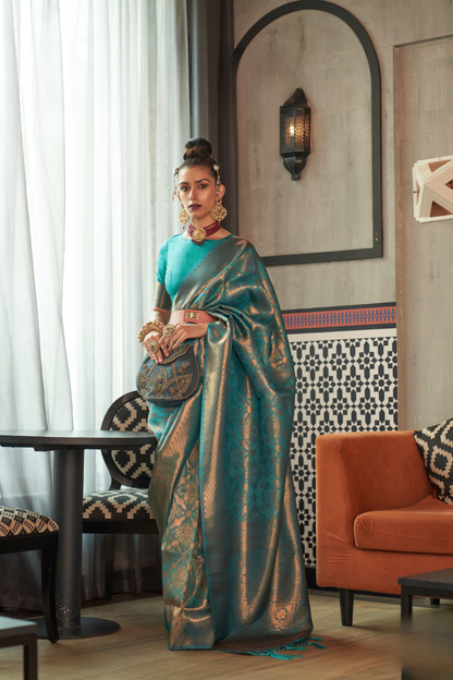 Traditional Kanjivaram Silk Saree with Rich Zari Weaving