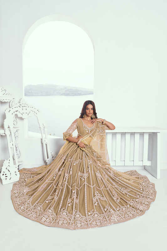 Graceful Net Lehenga Choli with Intricate Embroidery for Engagement Wear
