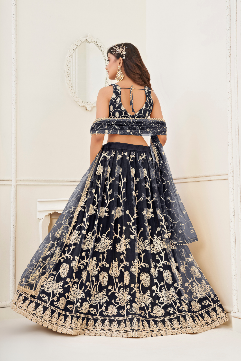 Trendy Butterfly Net Lehenga Choli with Intricate Thread & Sequin Work