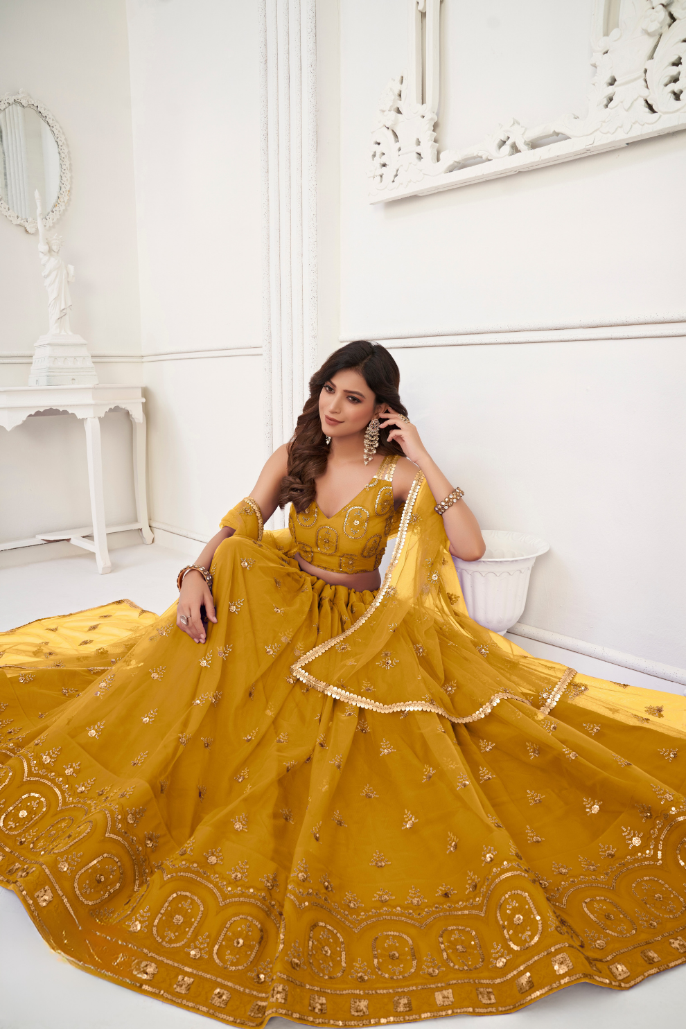 Trendy Butterfly Net Lehenga Choli with Intricate Thread & Sequin Work
