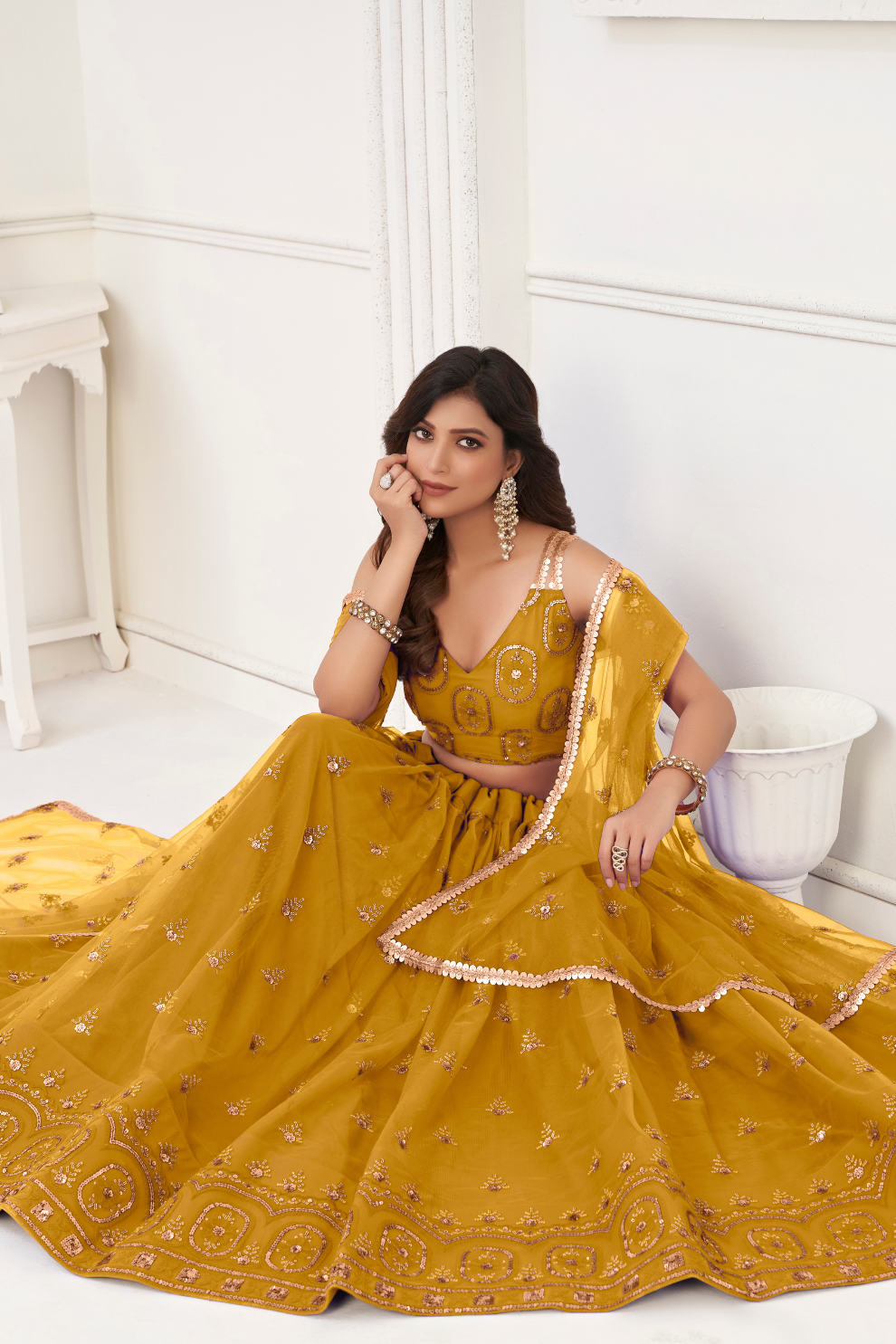 Trendy Butterfly Net Lehenga Choli with Intricate Thread & Sequin Work