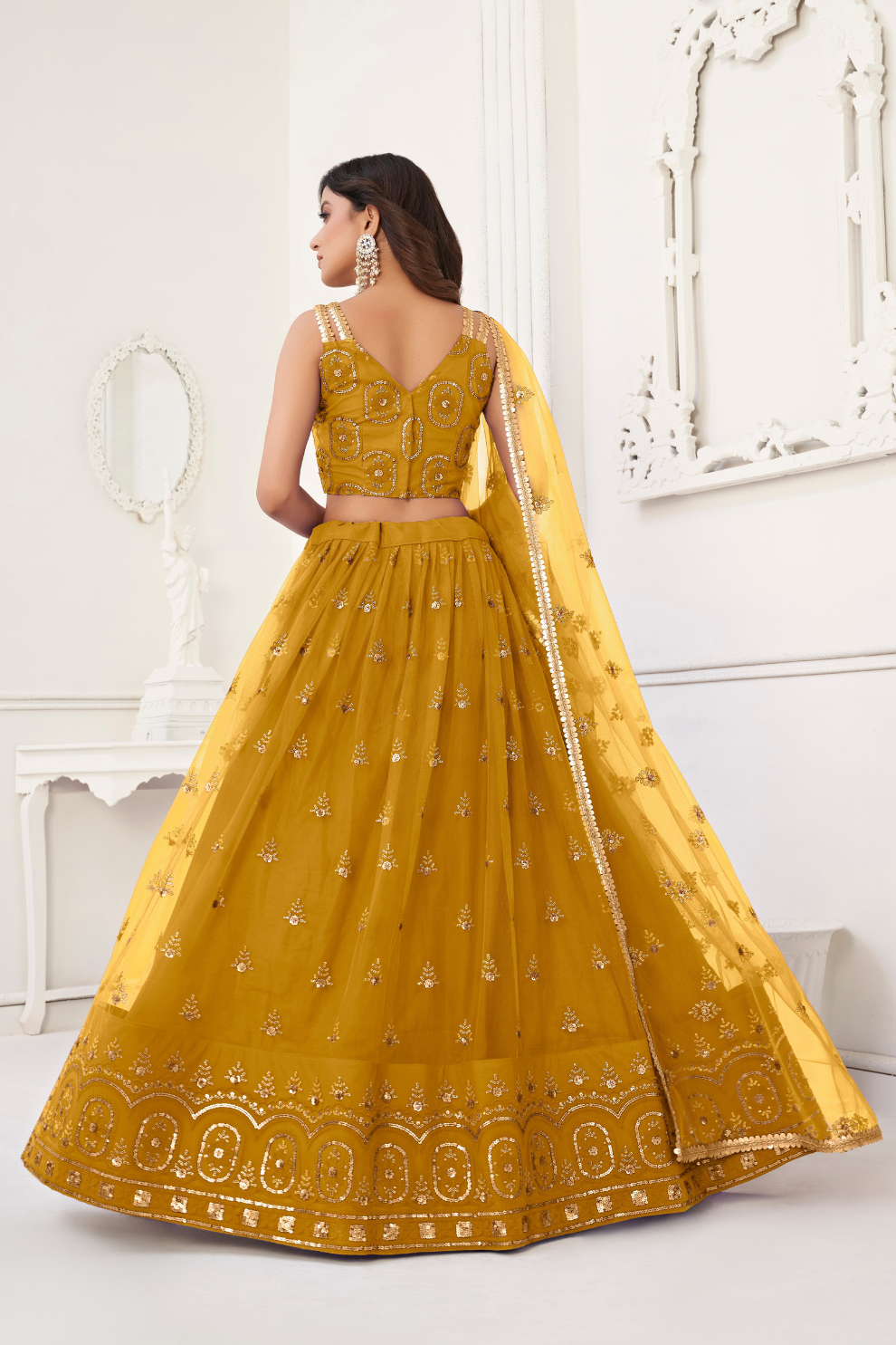 Trendy Butterfly Net Lehenga Choli with Intricate Thread & Sequin Work