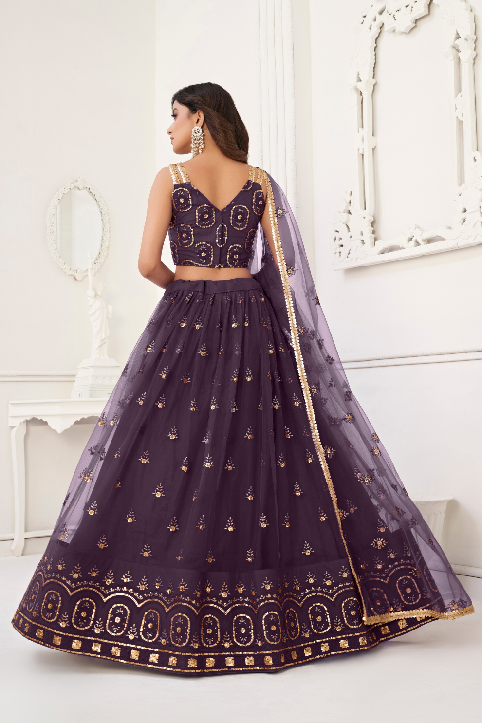 Trendy Butterfly Net Lehenga Choli with Intricate Thread & Sequin Work