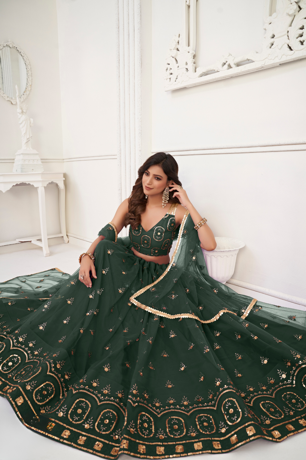 Trendy Butterfly Net Lehenga Choli with Intricate Thread & Sequin Work