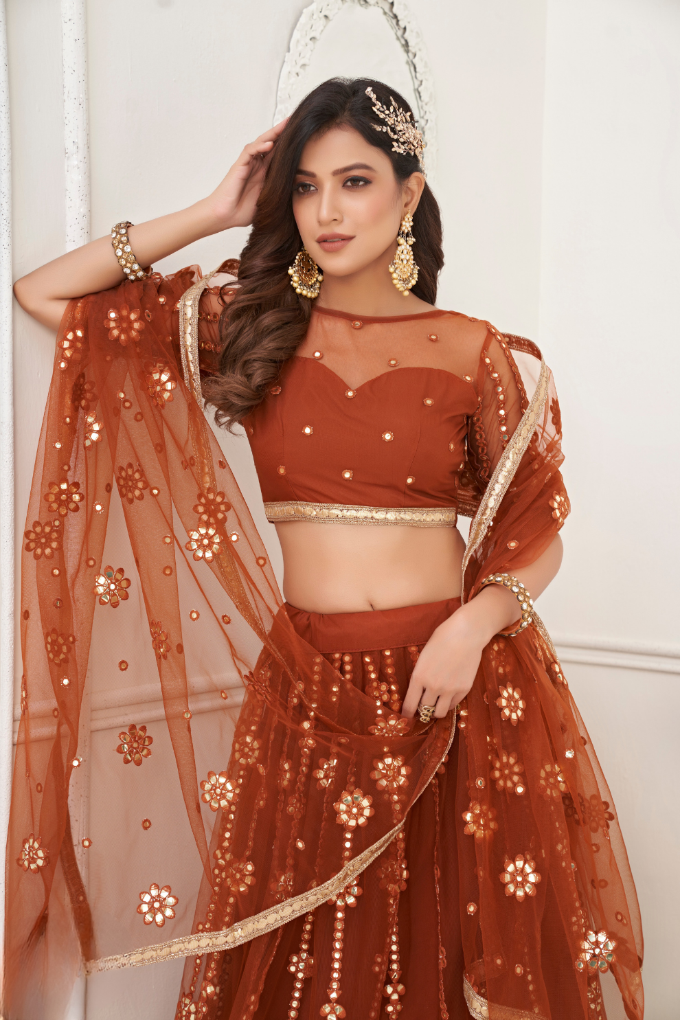 Trendy Butterfly Net Lehenga Choli with Intricate Thread & Sequin Work