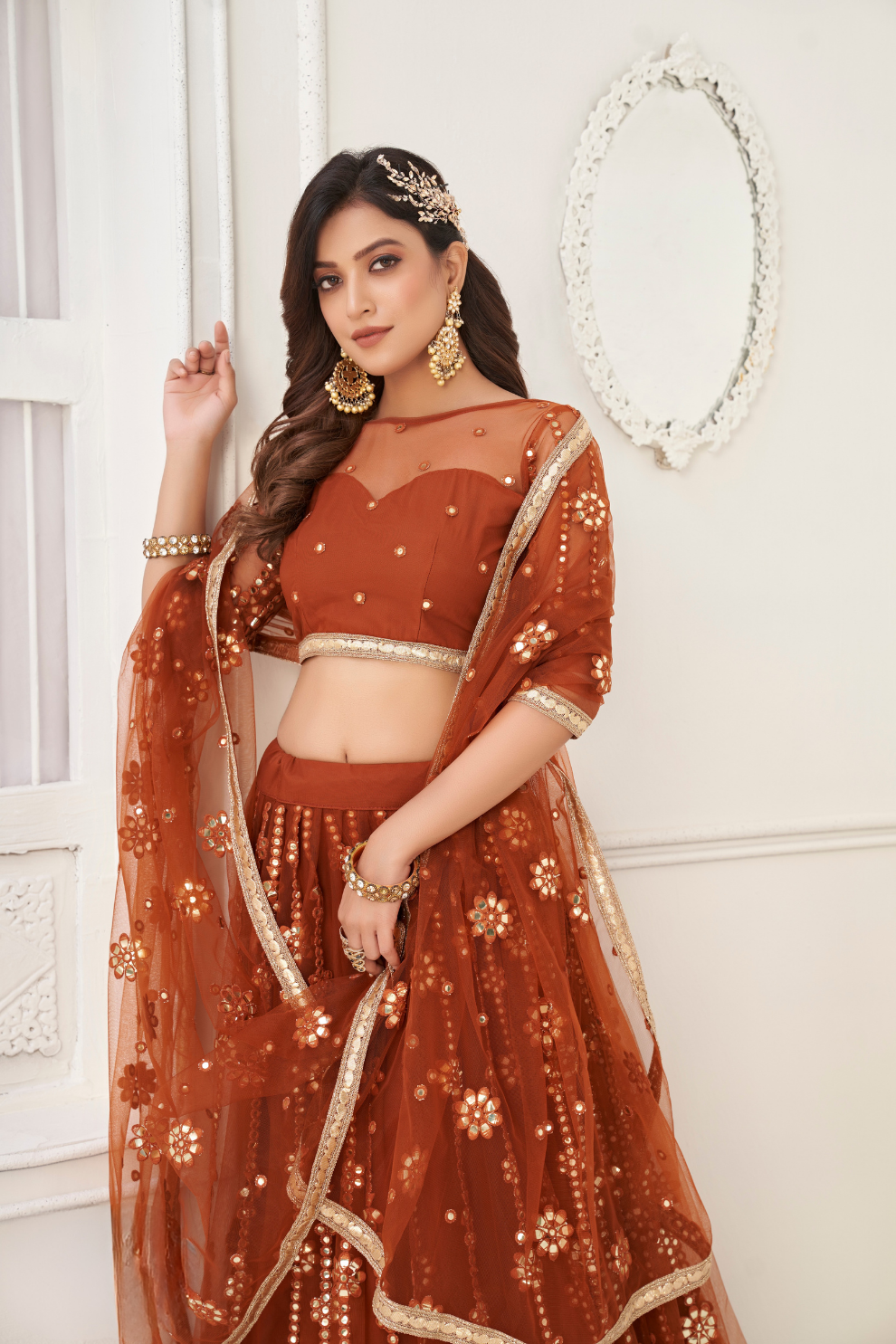 Trendy Butterfly Net Lehenga Choli with Intricate Thread & Sequin Work