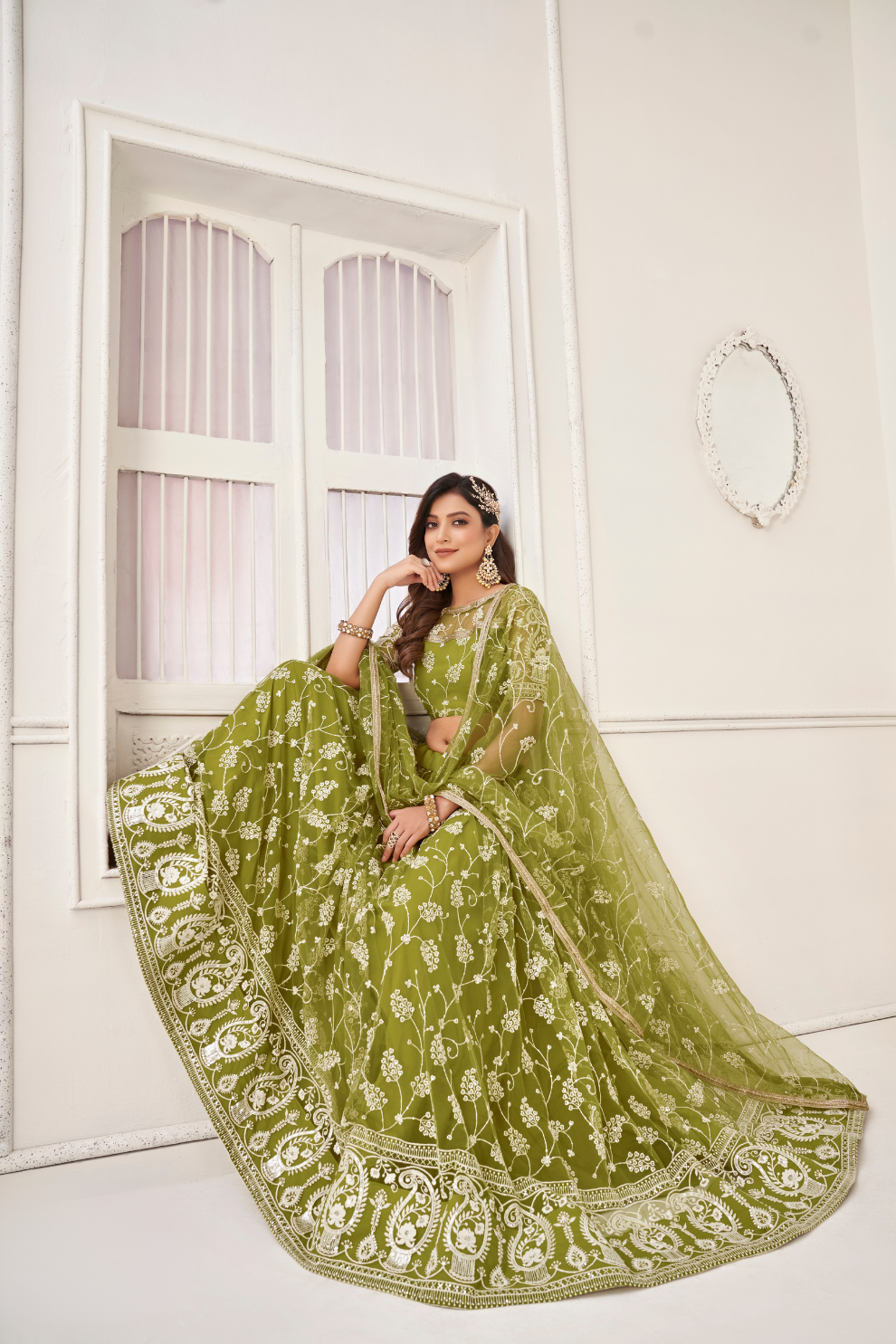 Trendy Butterfly Net Lehenga Choli with Intricate Thread & Sequin Work