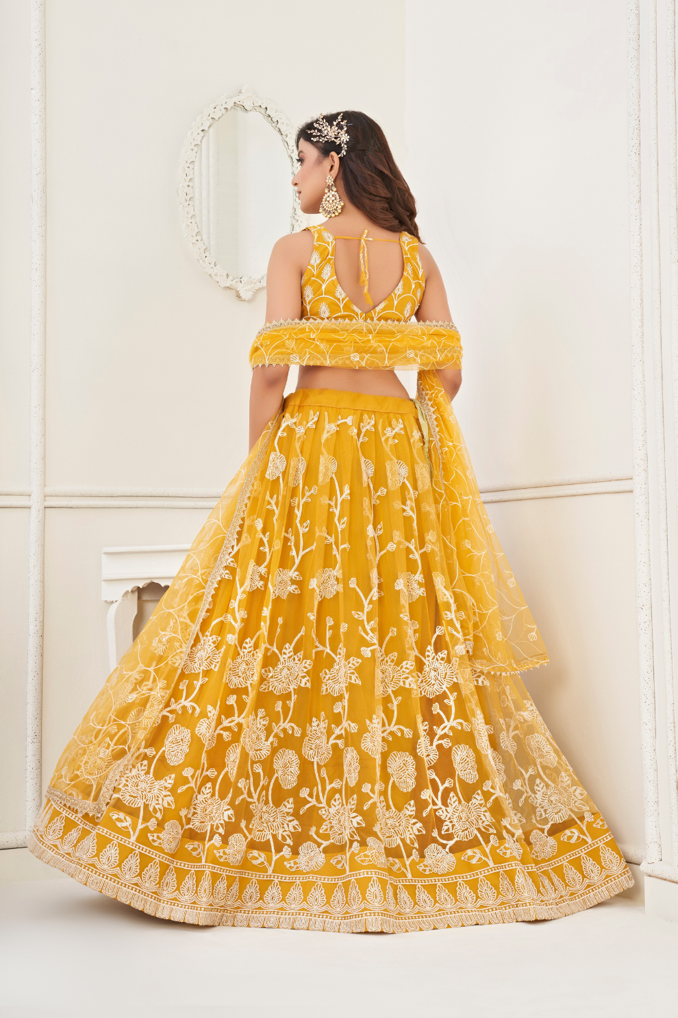 Trendy Butterfly Net Lehenga Choli with Intricate Thread & Sequin Work
