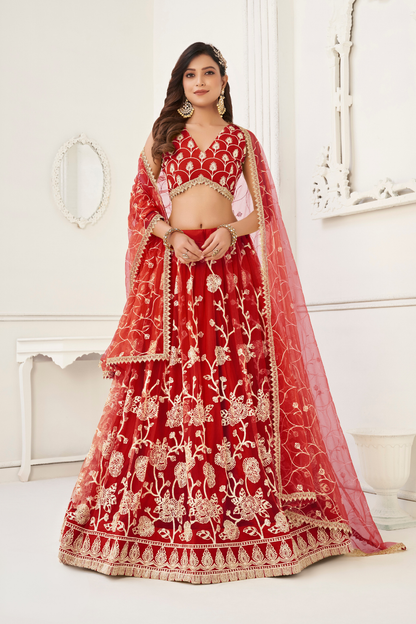 Trendy Butterfly Net Lehenga Choli with Intricate Thread & Sequin Work