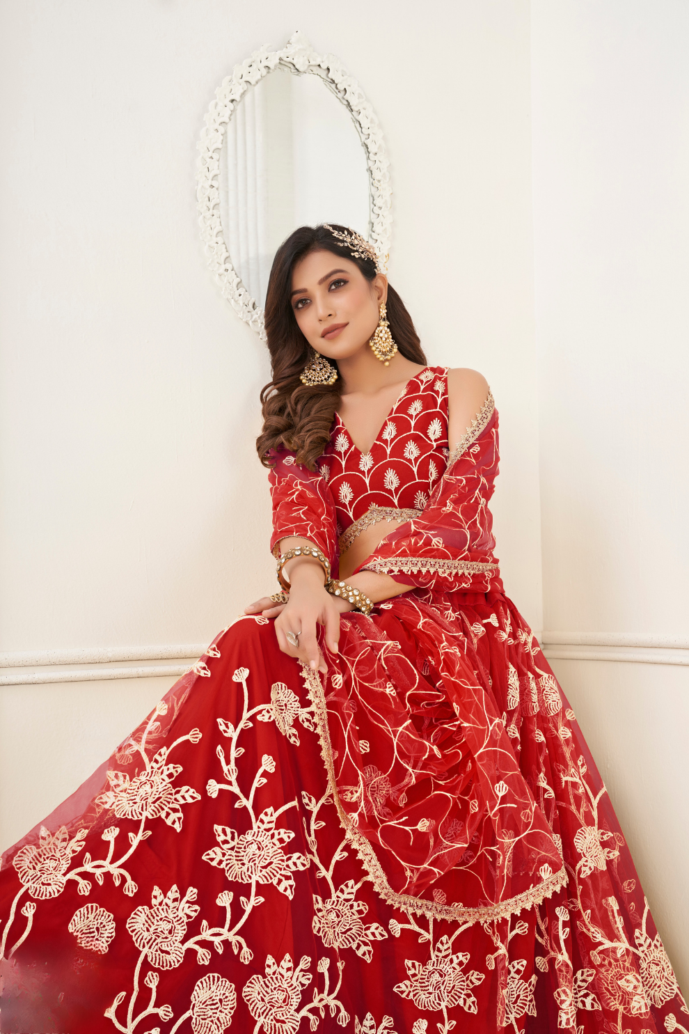 Trendy Butterfly Net Lehenga Choli with Intricate Thread & Sequin Work