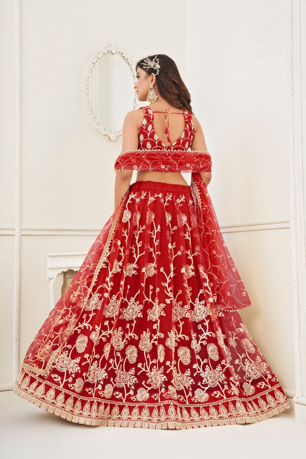 Trendy Butterfly Net Lehenga Choli with Intricate Thread & Sequin Work
