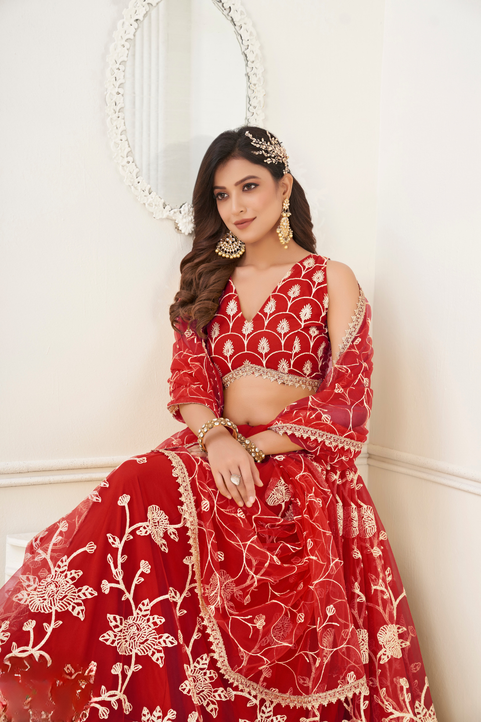 Trendy Butterfly Net Lehenga Choli with Intricate Thread & Sequin Work