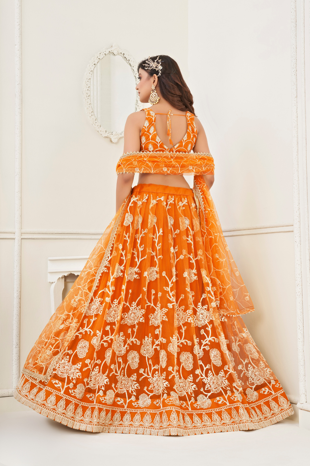 Trendy Butterfly Net Lehenga Choli with Intricate Thread & Sequin Work