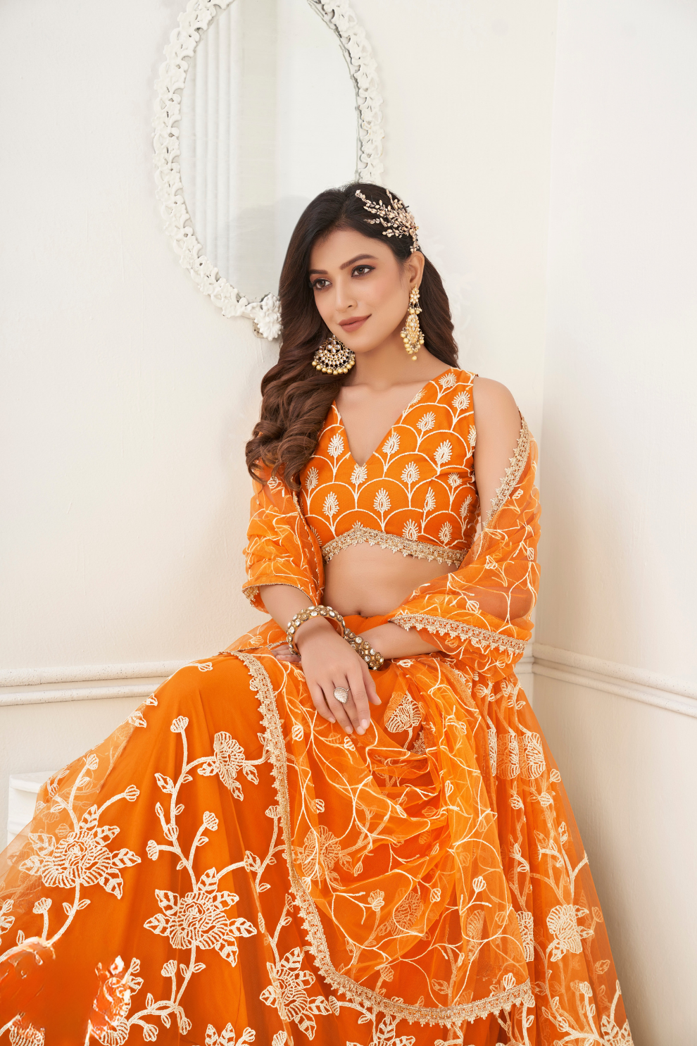 Trendy Butterfly Net Lehenga Choli with Intricate Thread & Sequin Work