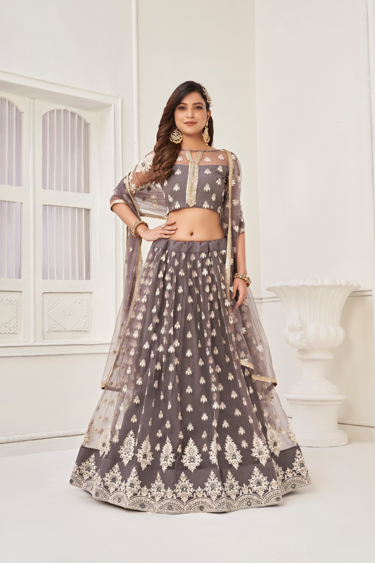 Glamorous Party Wear Lehenga in Butterfly Net with Embroidery Work
