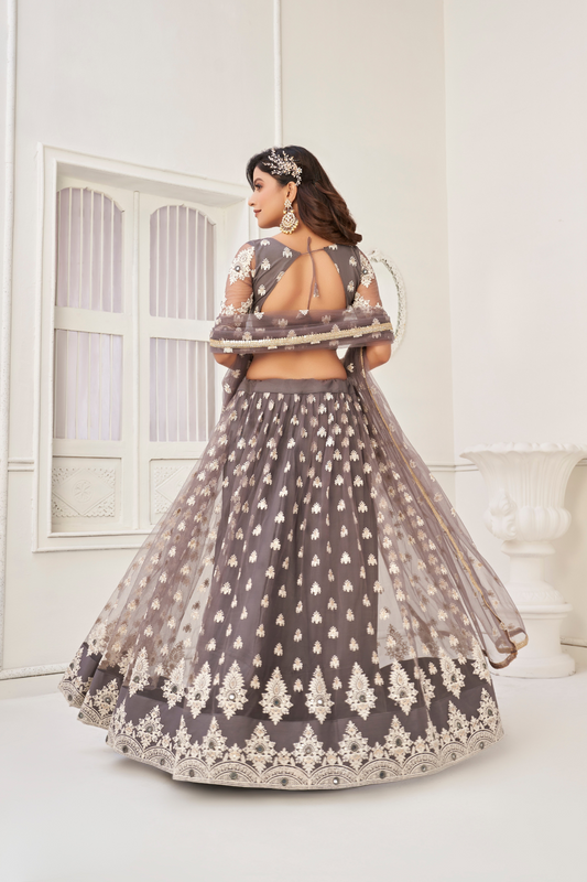 Glamorous Party Wear Lehenga in Butterfly Net with Embroidery Work