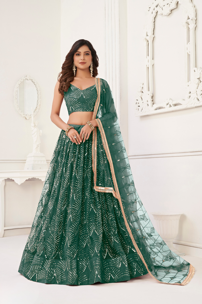 Trendy Butterfly Net Lehenga Choli with Intricate Thread & Sequin Work